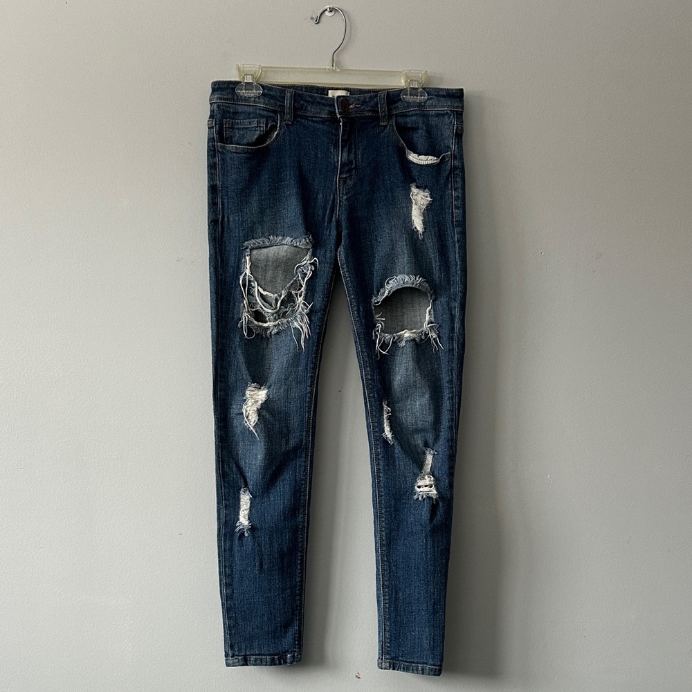 Distressed Blue Jeans